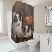 パピヨンパピーオータムデライトカボチャ シャワーカーテン (インサイチュ)