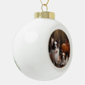 パピヨンパピーオータムデライトカボチャ セラミックボールオーナメント (左)