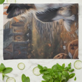 パピヨンパンプキンハロウィーン怖 キッチンタオル (折り畳み)