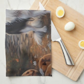 パピヨンパンプキンハロウィーン怖 キッチンタオル (四つ折り)