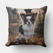 パピヨンパンプキンハロウィーン怖 クッション (正面)