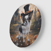 パピヨンパンプキンハロウィーン怖 ラージ壁時計 (傾斜)