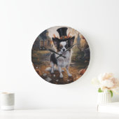 パピヨンパンプキンハロウィーン怖 ラージ壁時計 (ホーム)