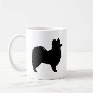 パピヨン犬がシルエットを育てる コーヒーマグカップ