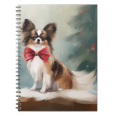 パピヨン犬と雪のクリスマス ノートブック (正面)