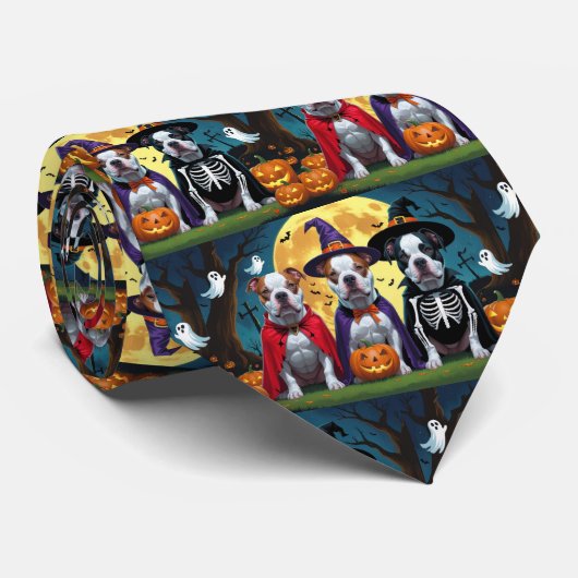 パピヨン犬のかぼちゃハロウィン おもしろデザイン ネクタイ (ロール)