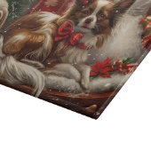 パピヨン犬のクリスマス カッティングボード (角)