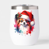 パピヨン犬のサンタ帽クリスマス パーソナライズ (正面)