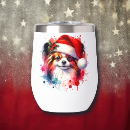 パピヨン犬のサンタ帽クリスマス パーソナライズ