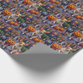 パピヨン犬のトリックまたは治療ハロウィーンコスチューム ラッピングペーパー (角)