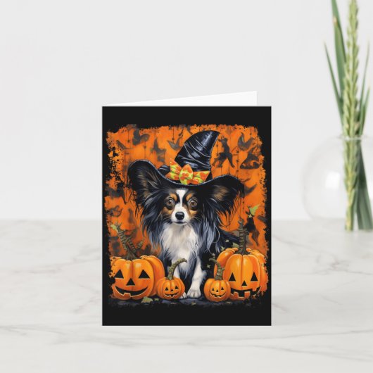 パピヨン犬のハロウィン カード (正面)