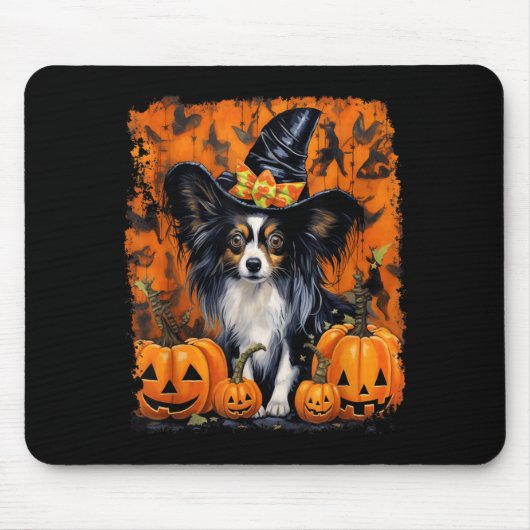パピヨン犬のハロウィン マウスパッド (正面)