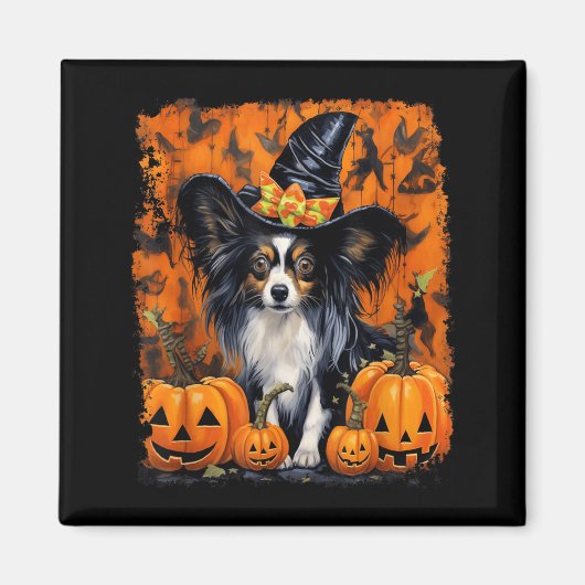 パピヨン犬のハロウィン マグネット (正面)