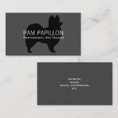 パピヨン犬の毛のシルエット 名刺 (正面/裏面)