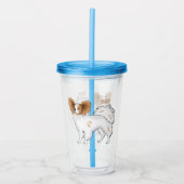 パピヨン犬の漫画イラストレーション アクリルタンブラー (正面)