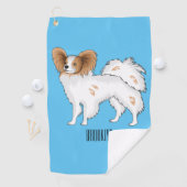 パピヨン犬の漫画イラストレーション ゴルフタオル (インサイチュ)