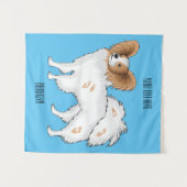 パピヨン犬の漫画イラストレーション タペストリー (正面(横))