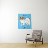 パピヨン犬の漫画イラストレーション タペストリー (インサイチュ)