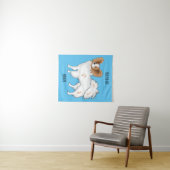 パピヨン犬の漫画イラストレーション タペストリー (インサイチュ(横))