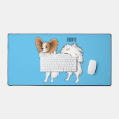 パピヨン犬の漫画イラストレーション デスクマット (キーボード&マウス)