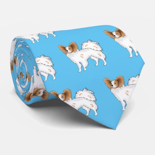 パピヨン犬の漫画イラストレーション ネクタイ (ロール)