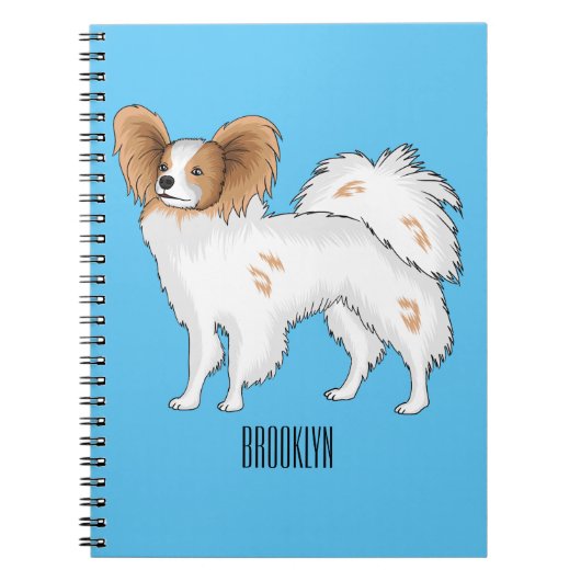 パピヨン犬の漫画イラストレーション ノートブック (正面)