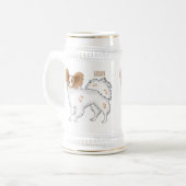 パピヨン犬の漫画イラストレーション ビールジョッキ (正面左)