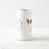 パピヨン犬の漫画イラストレーション ビールジョッキ (中央)