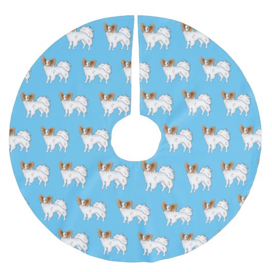 パピヨン犬の漫画イラストレーション ブラッシュドポリエステルツリースカート (正面)