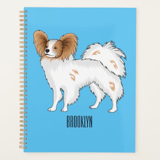 パピヨン犬の漫画イラストレーション プランナー手帳 (正面)