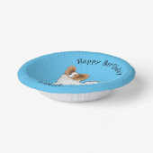 パピヨン犬の漫画イラストレーション ペーパーボウル (傾斜あり)