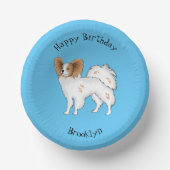 パピヨン犬の漫画イラストレーション ペーパーボウル (正面)