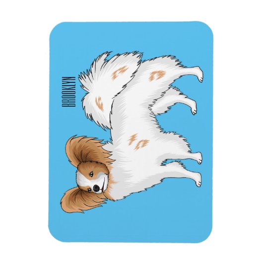 パピヨン犬の漫画イラストレーション マグネット (縦)