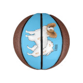 パピヨン犬の漫画イラストレーション ミニバスケットボール (縦)