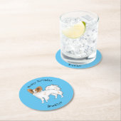 パピヨン犬の漫画イラストレーション ラウンドペーパーコースター (インサイチュ)