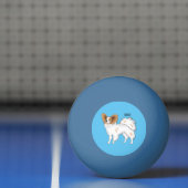 パピヨン犬の漫画イラストレーション 卓球ボール (ネット)