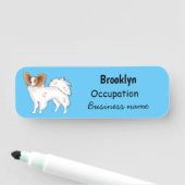 パピヨン犬の漫画イラストレーション 名札 (インサイチュ)