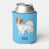 パピヨン犬の漫画イラストレーション 缶クーラー (缶裏面)