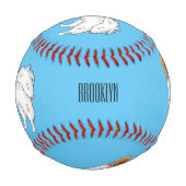 パピヨン犬の漫画イラストレーション 野球ボール (裏面)