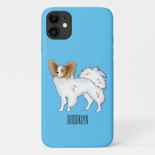パピヨン犬の漫画イラストレーション iPhone 11 ケース