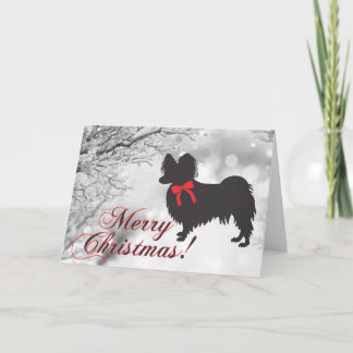 パピヨン犬クリスマスカード サンキューカード