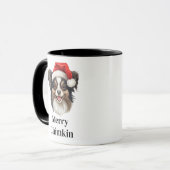 パピヨン犬サンタ帽子 クリスマス マグカップ (正面左)