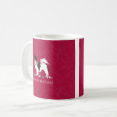 パピヨン玩具犬がクリスマスシルエットを育てる コーヒーマグカップ (正面左)