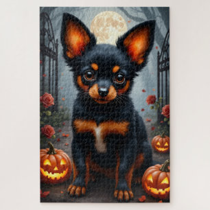 パピヨン ゴシック ガーデン ハロウィン肖像画 アート ジグソーパズル