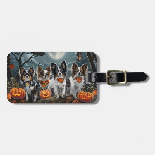 パピヨン ハロウィン スプーキー ラゲッジタグ (正面横)