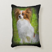 パピヨン、パピロン、パピヨン犬、パピヨン犬。 アクセントクッション (正面(垂直))