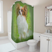 パピヨン、パピロン、パピヨン犬、パピヨン犬。 シャワーカーテン (インサイチュ)
