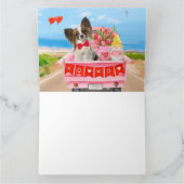 パピヨン 犬 バレンタインデー トラック ハート カード (内部)