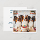 パピヨン 誕生日カード, パピヨン カード, パピヨン 招待状 (正面/裏面)