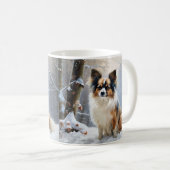 パピヨン 雪の降るクリスマス コーヒーマグカップ (正面右)